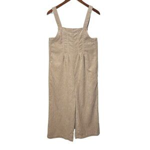 Twik Par Simons Tan Corduroy Wide Leg Cropped Overalls Size Medium